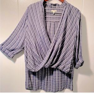 Urban Outfitters Blue Striped Wrap Top